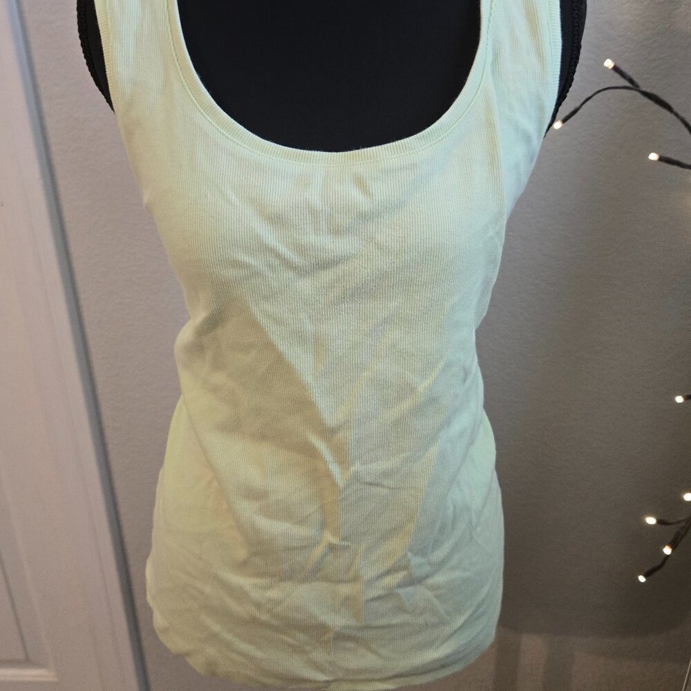 Chico's Lime Green Ribbed Tank Top - Size 3 - EUC